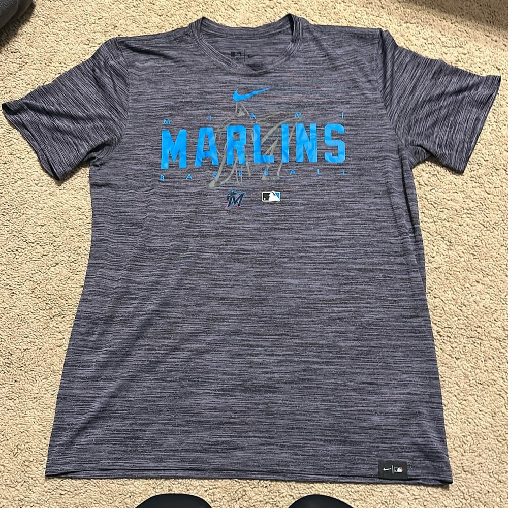 Grey Nike Miami Marlins Authenic Collection Dri-Fit Tee
